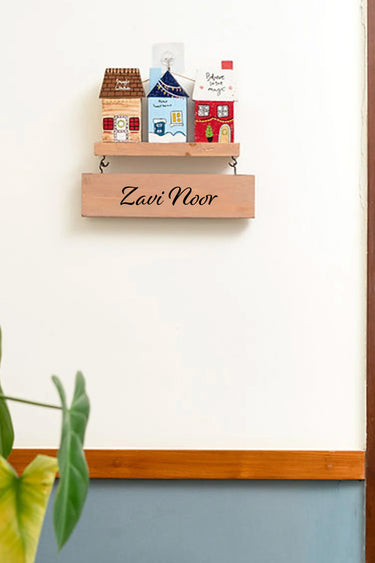 Snowy Miniature House Wooden Name Plate