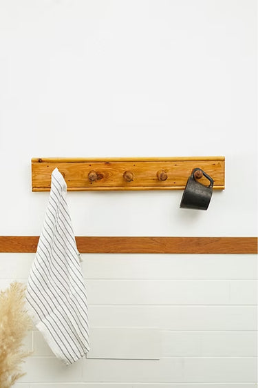 Wooden Peg rail with hooks