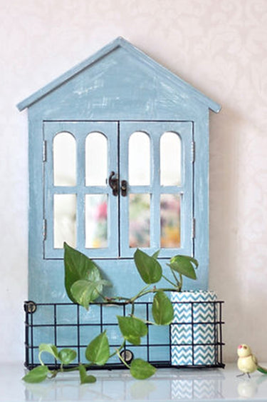 House Window Mirror with Basket
