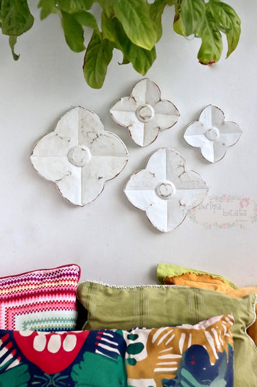 Hand Carved Wall Flower set of 4 Wild flower