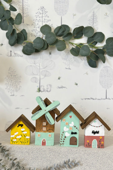 Joy • Love • Light windmill wooden mini Village